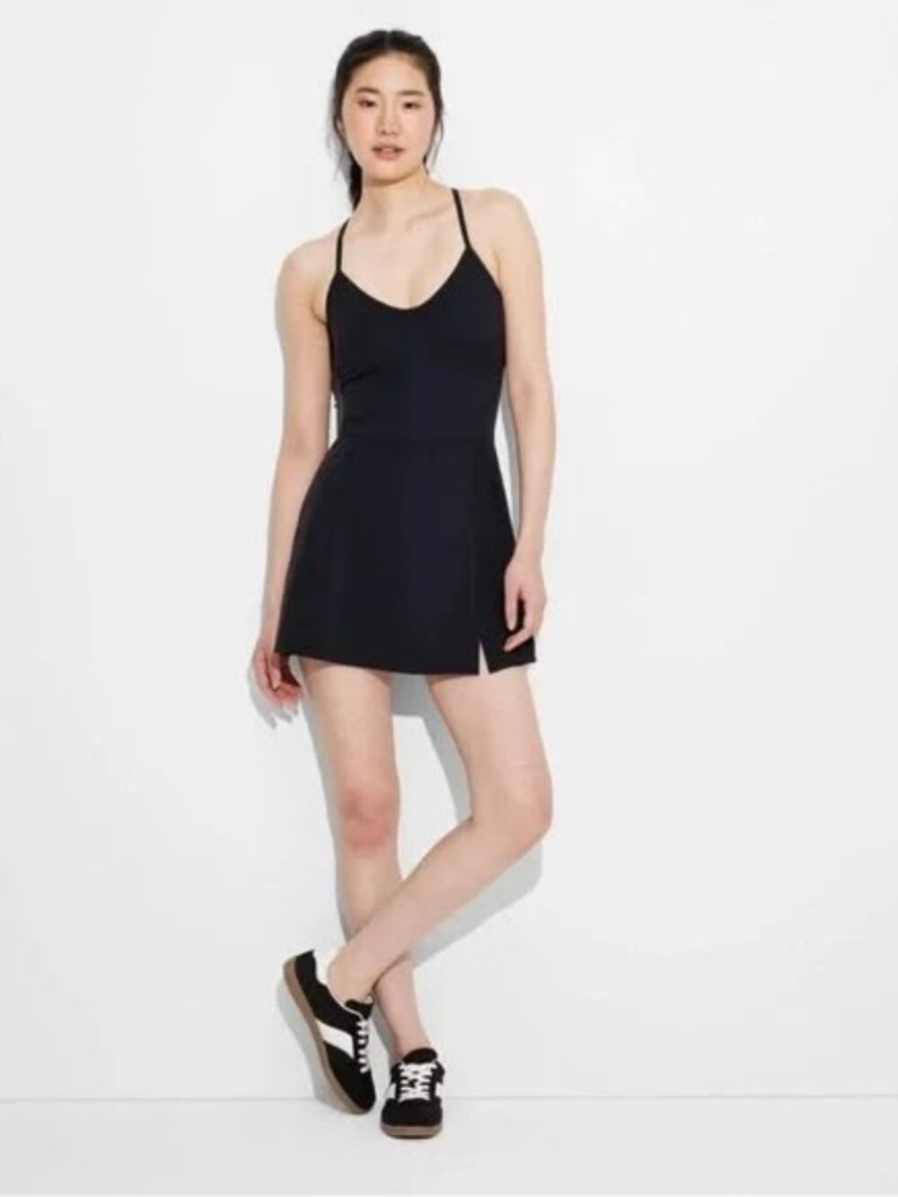 JoyLab Game Day Strappy Active Dress Romper Black Size Medium